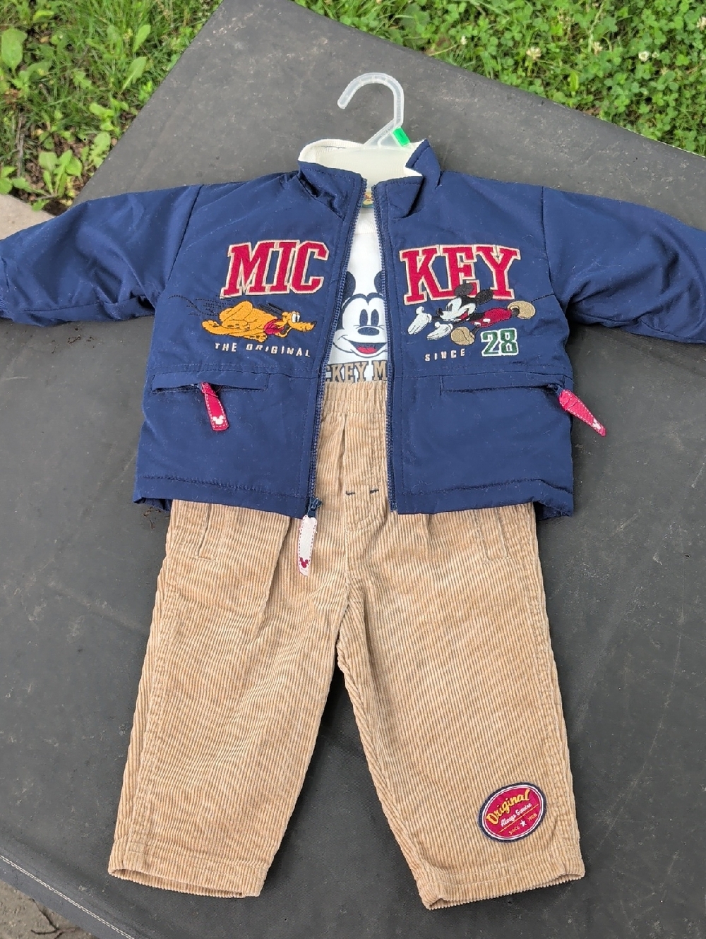 Mickey Mouse 3 Piece Jacket, Onesie & Corduroy Pants Set
